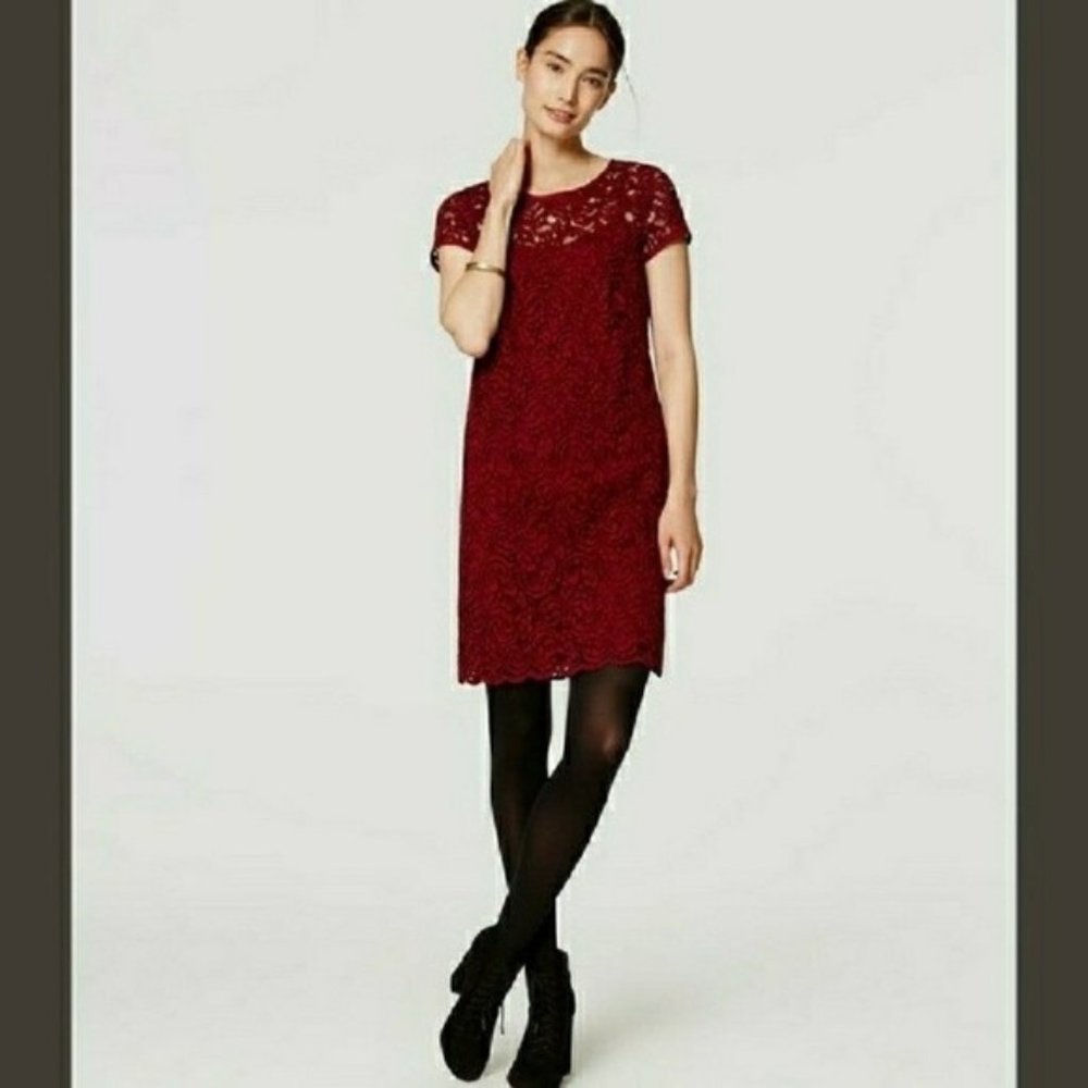 Beautiful LOFT burgundy lace dress